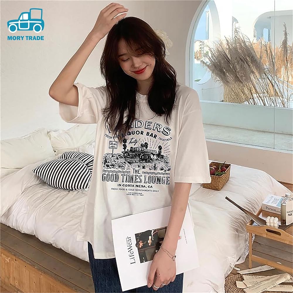 Amazon | [MORYTRADE] レディース Tシャツ 半袖 レトロ アメリカン